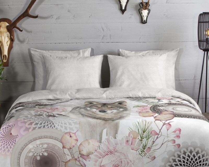 100% katoen/flanel dekbedset mandala's met wolf van HIP in 140 x 200 cm