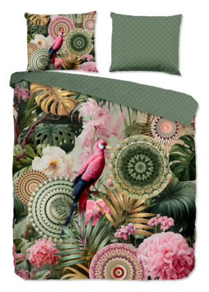 HIP dekbedovertrek mandalas, tropisch, bloemen - Groen - 240 x 200/220 cm - 100% katoen/satijn