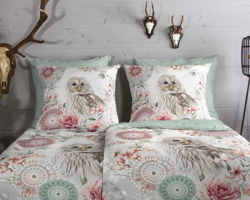 100% katoen/flanel dekbedset mandalas & uil van HIP in 155 x 220 cm