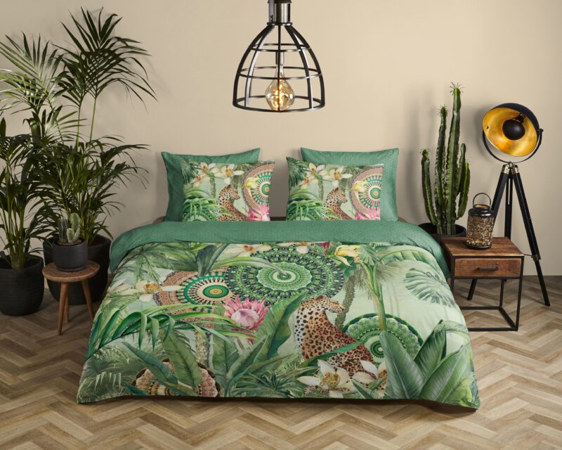 Tropische en mandala's overtrek van HIP, 140 x 200/220 cm, kussensloop 60 x 70 cm