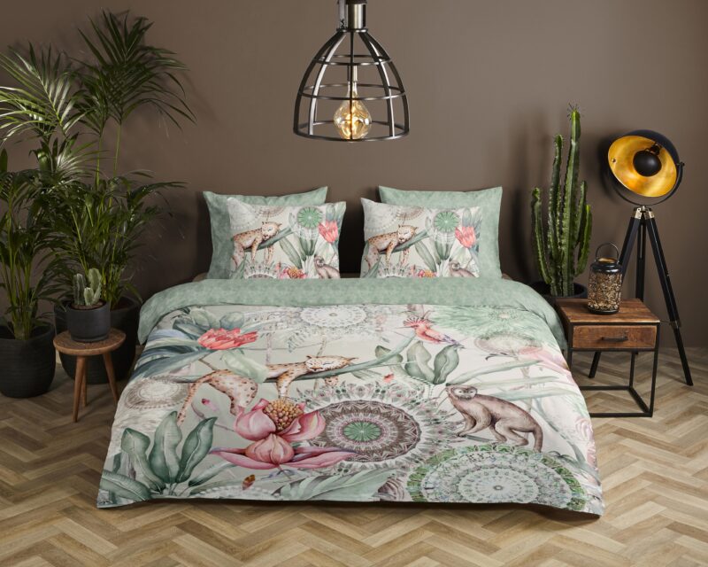 Tropische en mandala's overtrek van HIP, 140 x 200/220 cm, kussensloop 60 x 70 cm - kussensloop 60 x 70 cm