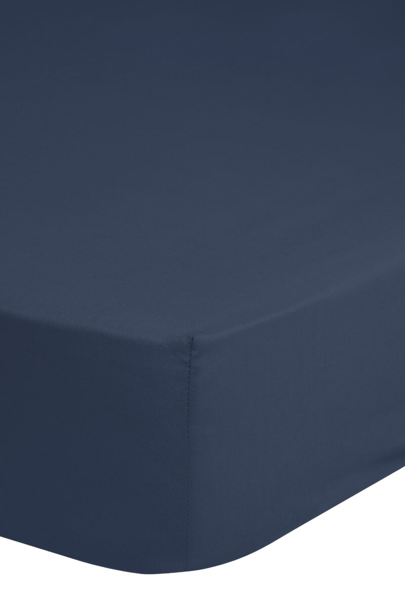 HIP Hoeslaken, Blauw - (90x200 cm) - Katoen Satijn