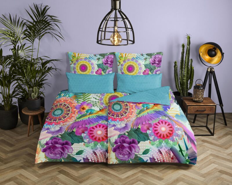 Mandala's, bloemen en vogels sloop van HIP, 40 x 80 cm, kussensloop 40 x 80 cm