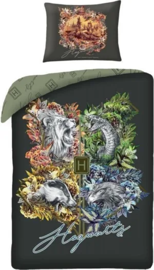 Harry Potter dekbedovertrek Zweinstein Logo - Multicolor - 140 x 200 cm - 100% katoen