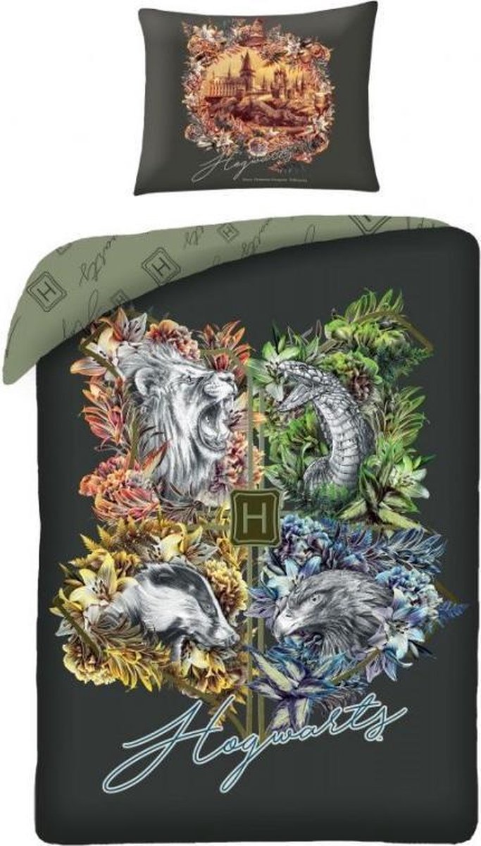 Harry Potter dekbedovertrek Zweinstein Logo - Multicolor - 140 x 200 cm - 100% katoen
