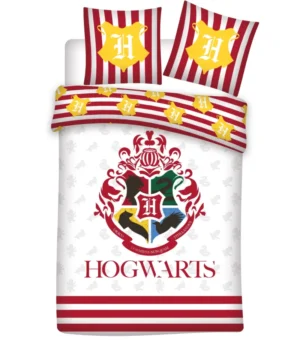 Harry Potter dekbedovertrek wit/rood 140 x 200 cm - Wit/Rood - 140 x 200 cm - 100% katoen