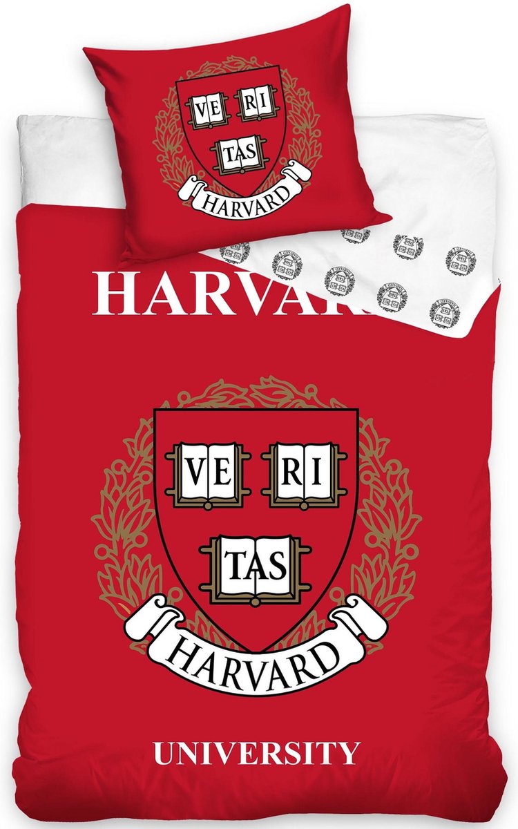 Harvard dekbedovertrek Rood 140 x 200 cm - Zwart - 140 x 200 cm - 100% katoen