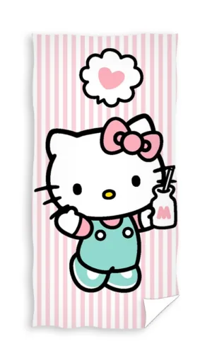 Hello Kitty handdoek roze/wit 70 x 140 cm - Multicolor - 70 x 140 cm - 100% Polyester