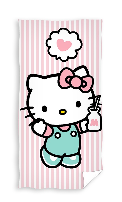 Hello Kitty handdoek roze/wit 70 x 140 cm - Multicolor - 70 x 140 cm - 100% Polyester