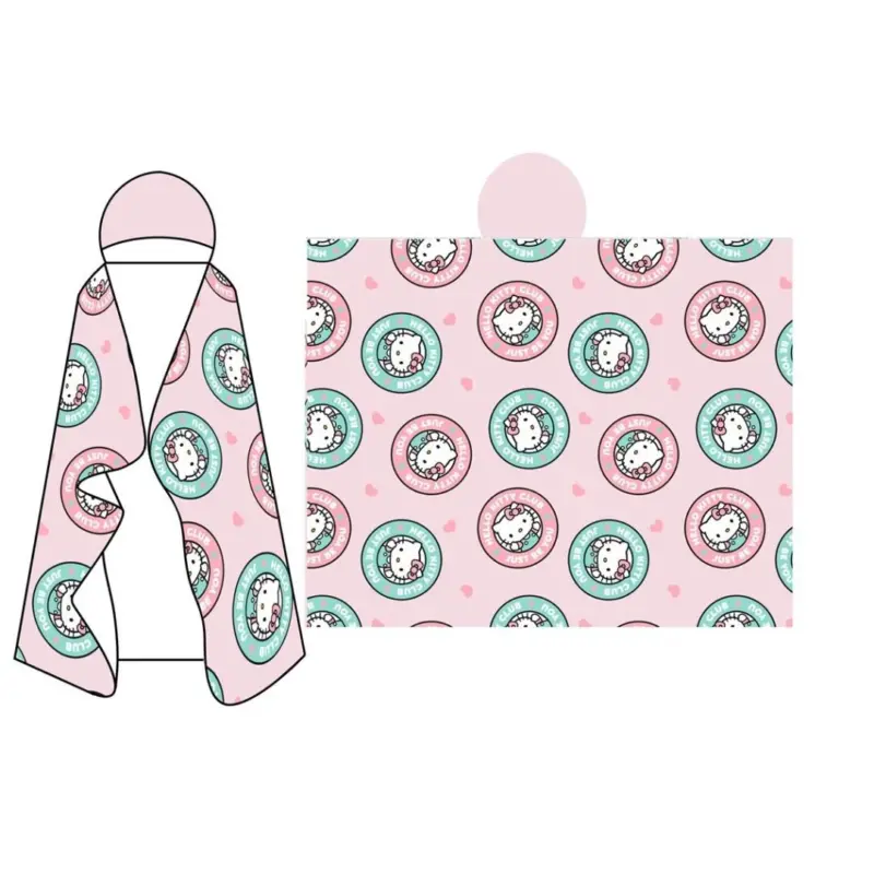 Met capuchon 120 x 150 cm fleeceplaid van Hello Kitty, 120 x 150 cm