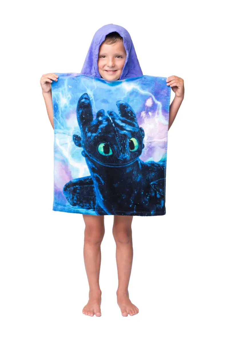 Hoe tem je een Draak poncho Toothless & Light Fury - Blauw - 50 x 115 cm - 100% katoen