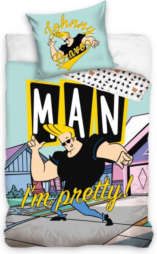 Cartoon Network dekbedovertrek Johnny Bravo Man I'm Pretty - Paars - 140 x 200 cm - 100% katoen