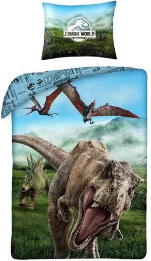 Jurassic World dekbedovertrek Alfa Dinosaurus 140 x 200 cm - Multicolor - 140 x 200 cm - 100% katoen