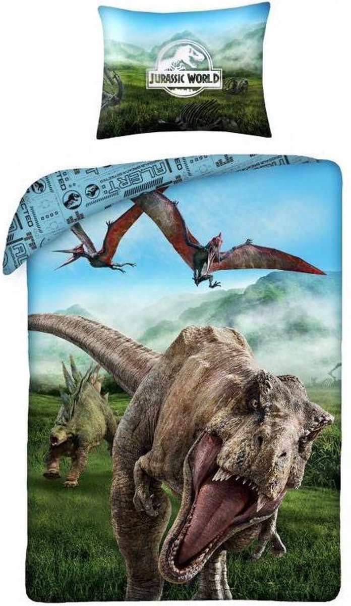 Jurassic World dekbedovertrek Alfa Dinosaurus 140 x 200 cm - Multicolor - 140 x 200 cm - 100% katoen
