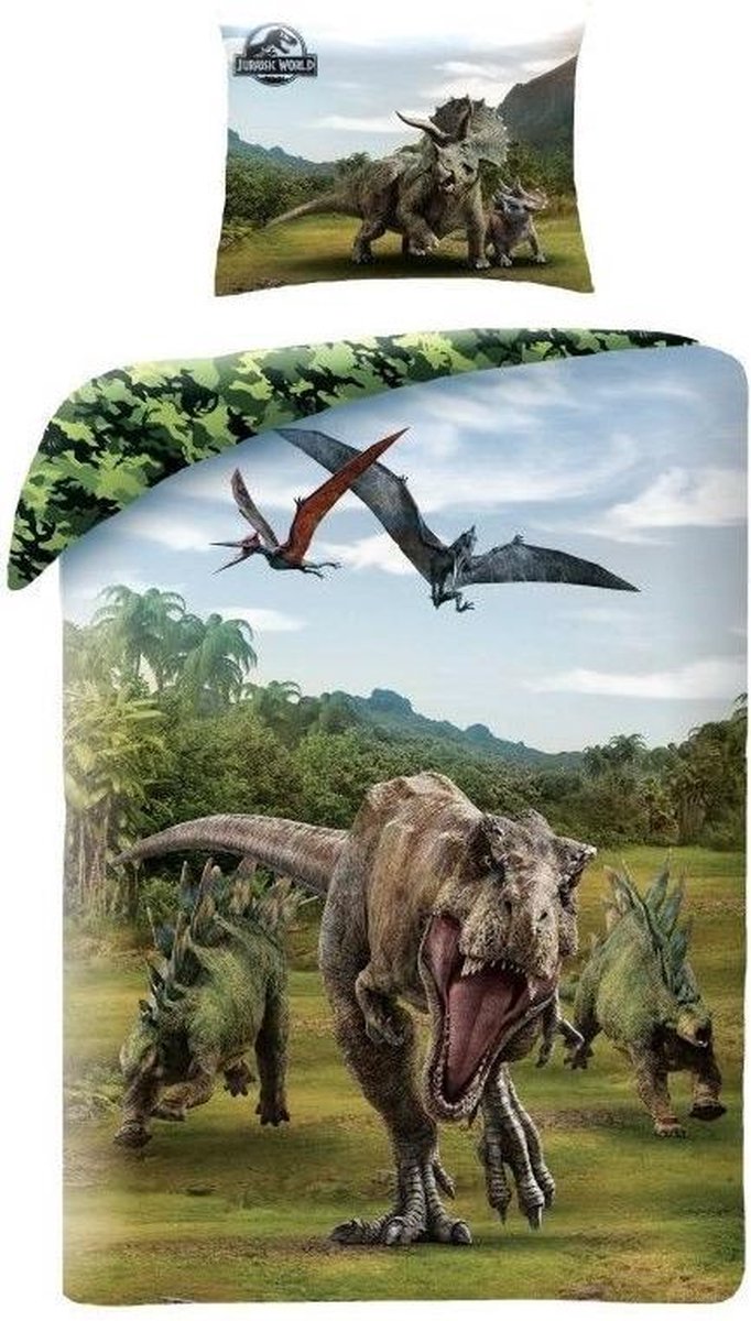 Jurassic World dekbedovertrek Camo 140 x 200 cm - Multicolor - 140 x 200 cm - 100% katoen