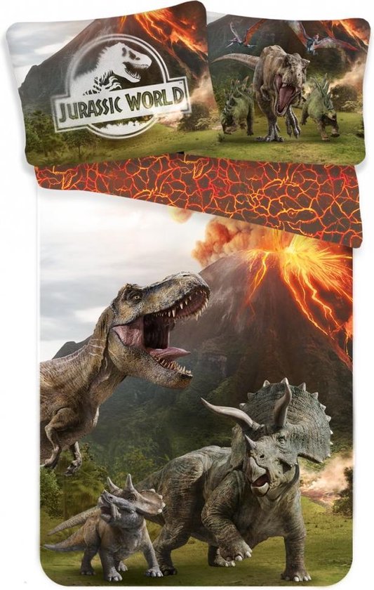 Jurassic World dekbedovertrek Eruption 140 x 200 cm Katoen - Multicolor - 140 x 200 cm - 100% katoen