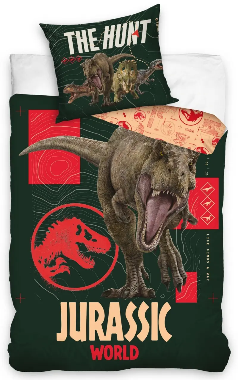 Jurassic World dekbedovertrek 140 x 200 cm - Zwart - 140 x 200 cm - 100% katoen