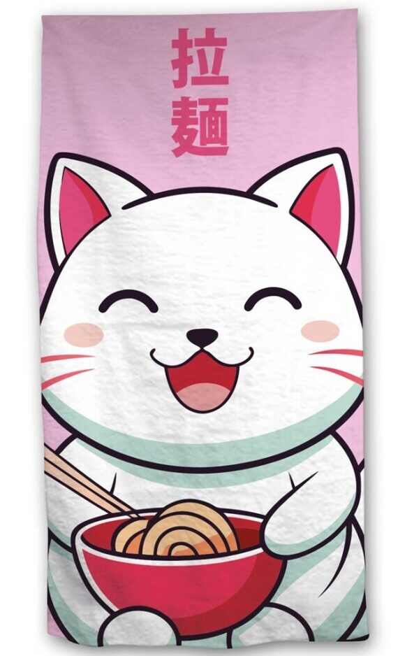 Kawaii strandlaken 70 x 140 cm polyester - Roze - 70 x 140 cm - 100% Polyester - foto 1