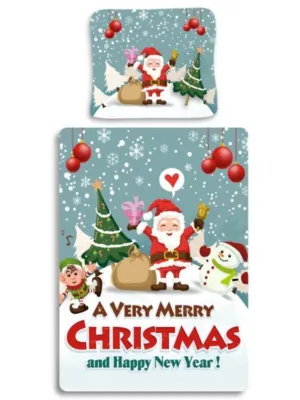 Sweet Home dekbedovertrek Merry Christmas and a happy new year - Multicolor - 140 x 200 cm - 100% katoen