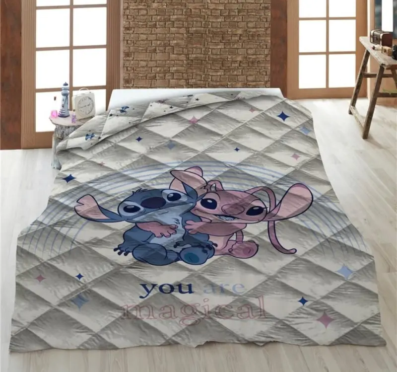 Lilo en Stitch sprei Wit 140 x 200 cm polyester - Wit - 140 x 200 cm - 100% Polyester
