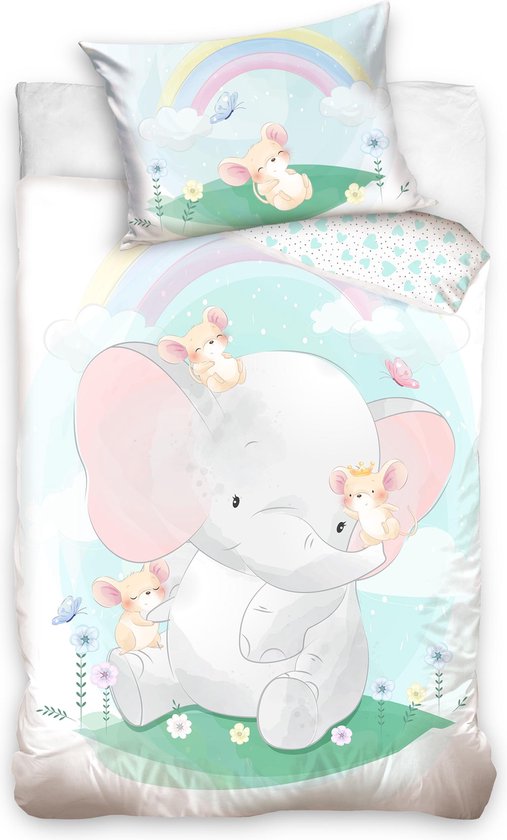 Little Love dekbedovertrek Ollie 100x135 cm - Wit - 100 x 135 cm - 100% katoen