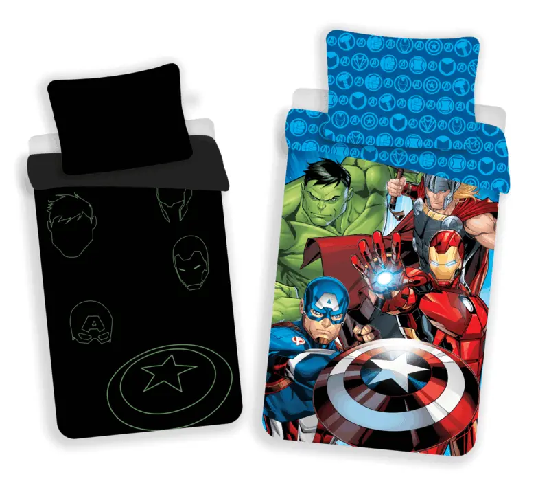 100% katoen dekbedset Glow in the dark van Marvel Avengers in 140 x 200 cm