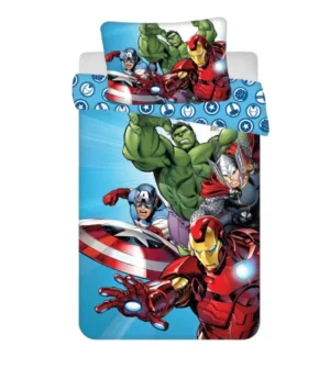 Marvel Avengers dekbedovertrek lichtblauw 100 x 135 cm 40 x 60 cm - Blauw - 100 x 135 cm - 100% katoen