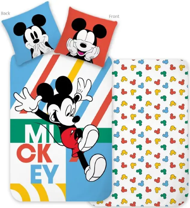 Disney Mickey Mouse dekbedovertrek - Multicolor - 140 x 200 cm - 100% katoen - kussensloop 70 x 90 cm