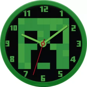Minecraft klok 25 cm - Groen/Zwart