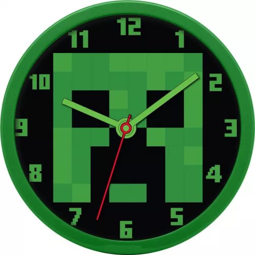 Minecraft klok 25 cm - Groen/Zwart