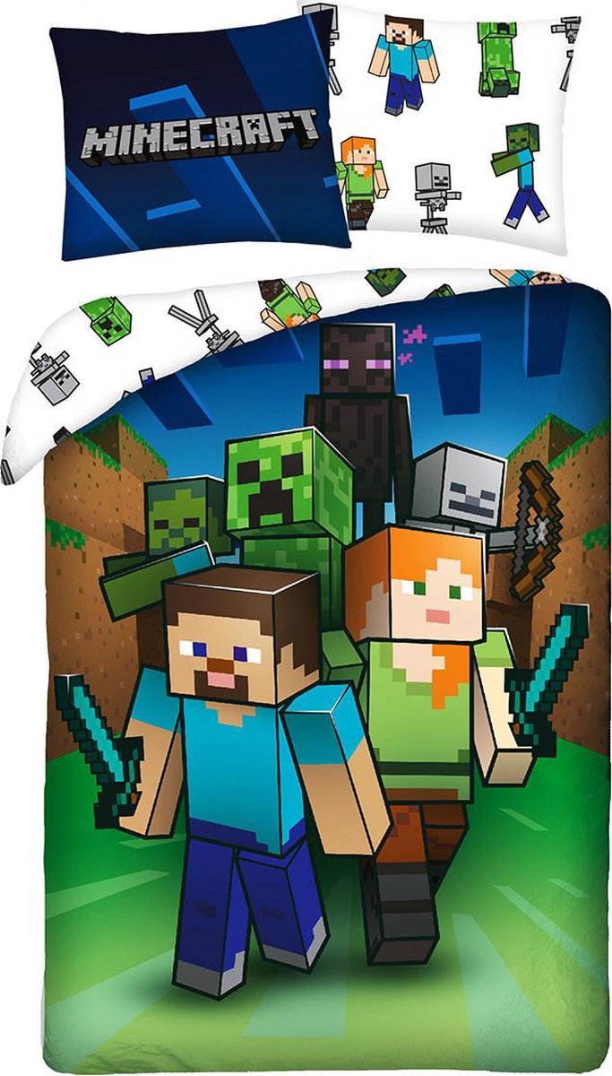 Minecraft dekbedovertrek Monster Hunter - Multicolor - 140 x 200 cm - 100% katoen