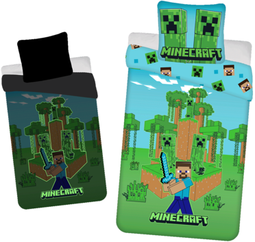 Minecraft dekbedovertrek Glow in the dark - Multicolor - 140 x 200 cm - 100% katoen