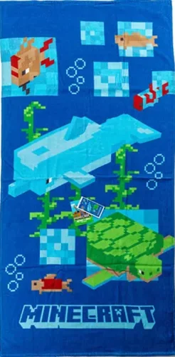 Minecraft strandlaken Aqua 70 x 140 cm - 70 x 140 cm - 100% katoen