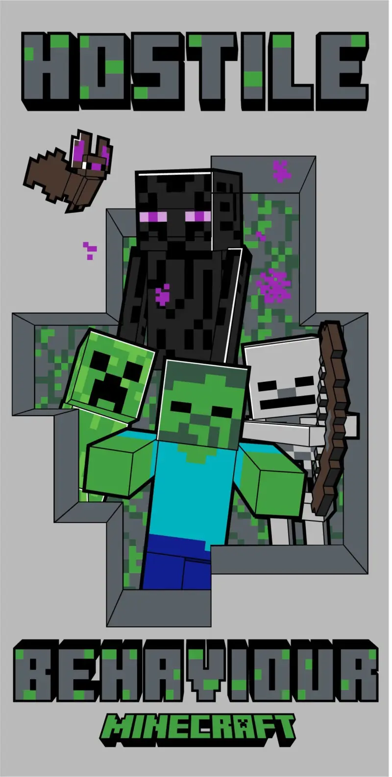 Minecraft strandlaken Hostile 70 x 140 cm - 70 x 140 cm - 100% katoen