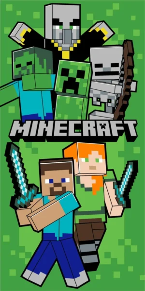 Minecraft strandlaken Survive 70 x 140 cm groen - Groen - 70 x 140 cm - 100% katoen