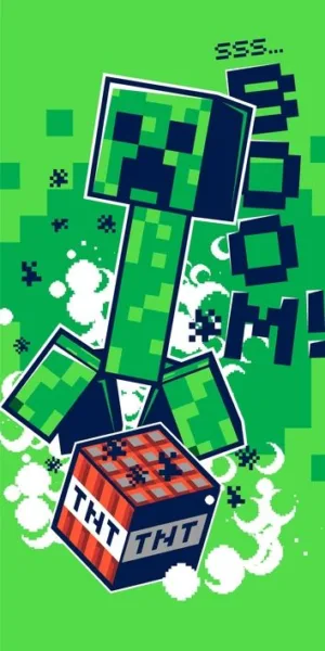 Minecraft strandlaken boom 70 x 140 cm groen - Groen - 70 x 140 cm - 100% katoen