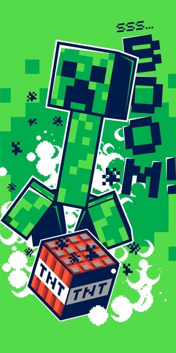 Minecraft strandlaken boom 70 x 140 cm groen - Groen - 70 x 140 cm - 100% katoen