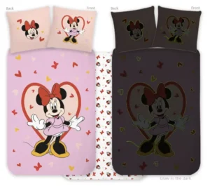 Disney Minnie Mouse dekbedovertrek Glow in the Dark - Roze - 100 x 135 cm - 100% katoen