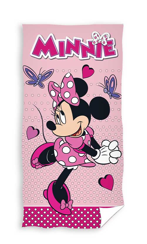 Disney Minnie Mouse strandlaken Happy 70 x 140 cm Roze - Multicolor - 70 x 140 cm - 100% katoen