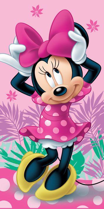 Disney Minnie Mouse strandlaken flower 70 x 140 cm roze - Roze - 70 x 140 cm - 100% katoen