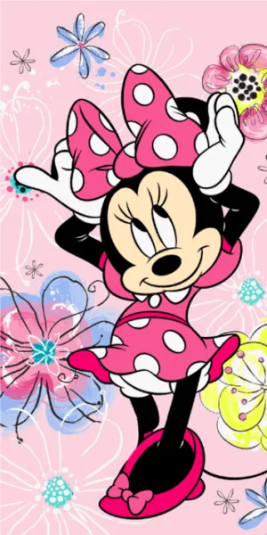 Disney Minnie Mouse strandlaken flowers 70 x 140 cm roze - Roze - 70 x 140 cm - 100% katoen