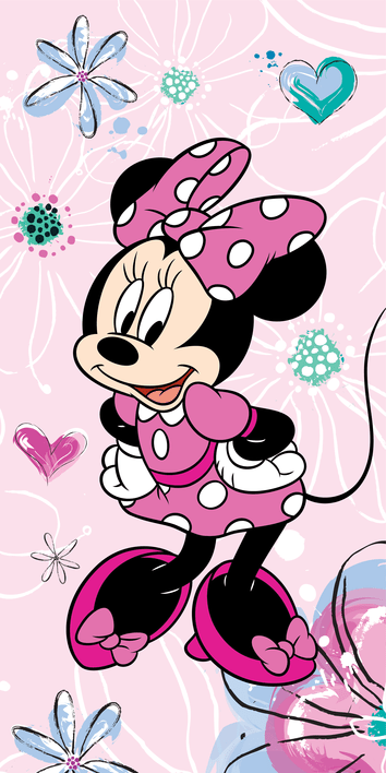 Disney Minnie Mouse strandlaken flowers 70 x 140 cm - Rood - 70 x 140 cm - 100% Polyester