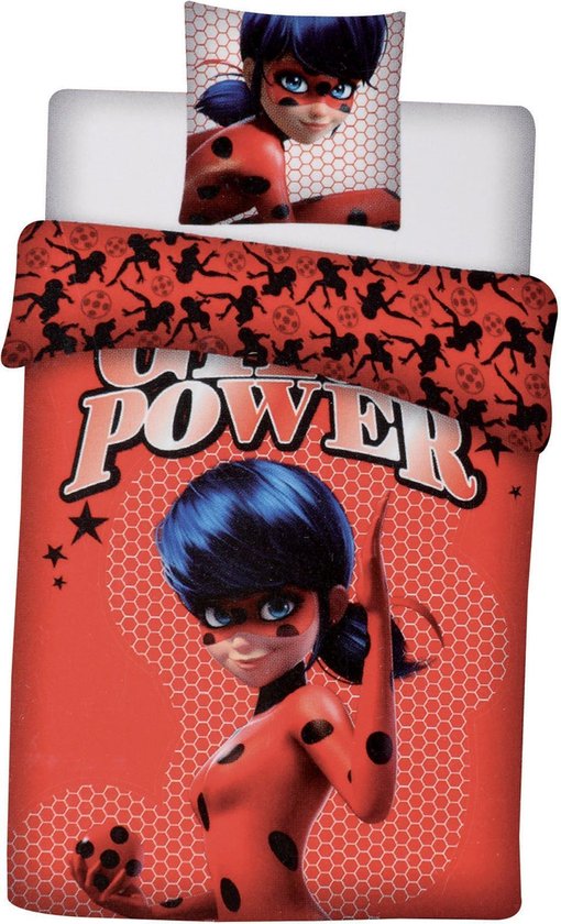 Miraculous dekbedovertrek Girl Power 140 x 200 cm + 63 x 63 cm - Rood - 140 x 200 cm - 100% Polyester