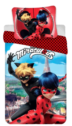 Miraculous dekbedovertrek ready 140 x 200 cm - Rood - 140 x 200 cm - 100% katoen