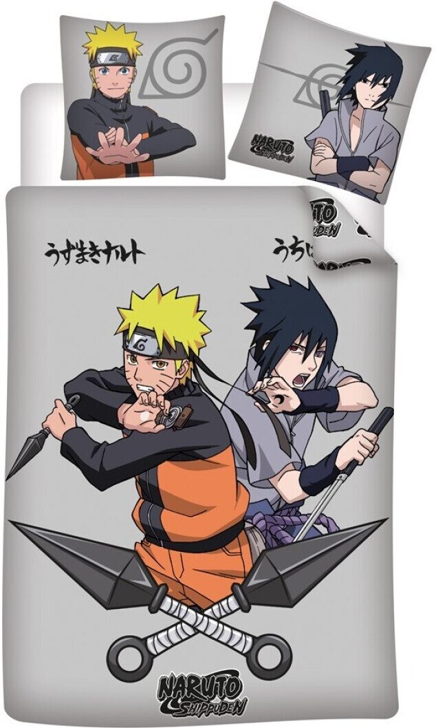 Naruto dekbedovertrek eenpersoons 140 x 200 cm Katoen - Grijs - 140 x 200 cm - 100% katoen