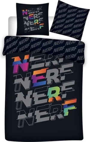 Nerf dekbedovertrek Logo 140 x 200 cm - Zwart - 140 x 200 cm - 100% katoen