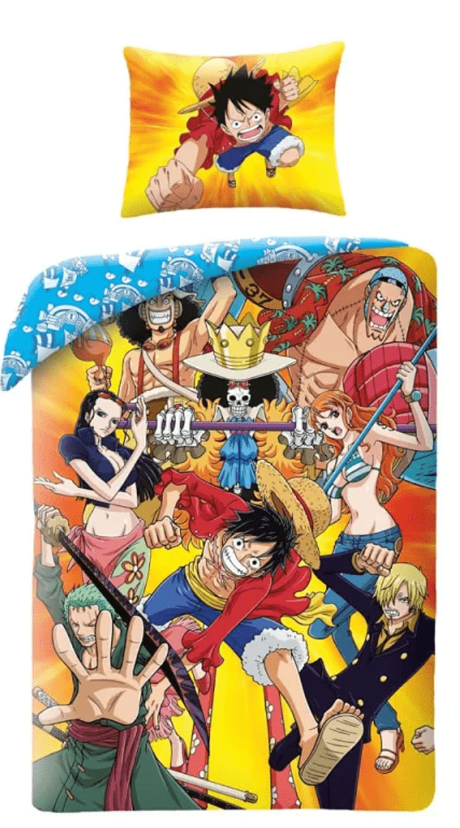 One Piece dekbedovertrek Adventures 140 x 200 cm polyester - Multicolor - 140 x 200 cm - 100% Polyester - kussensloop 70 x 90 cm