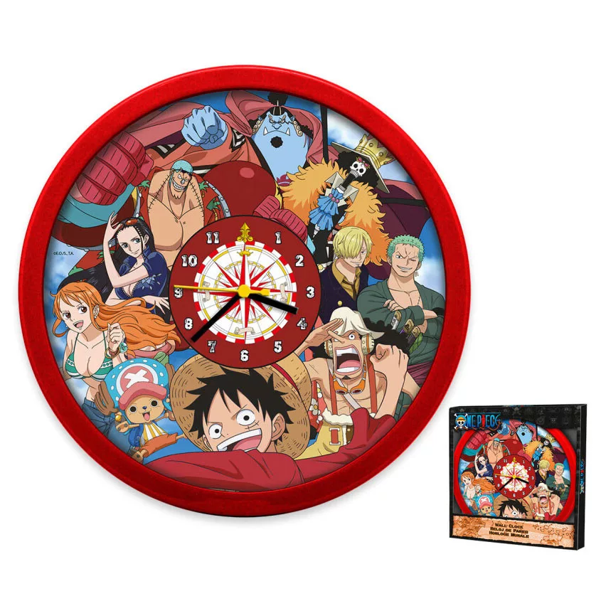 One Piece klok 25 cm - Rood