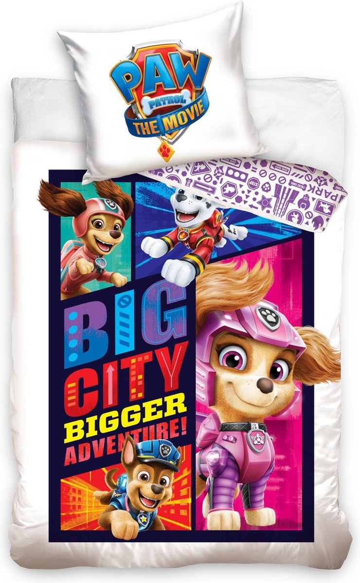 Paw Patrol dekbedovertrek Big City - Wit - 140 x 200 cm - 100% katoen