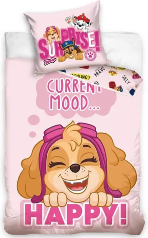 Paw Patrol dekbedovertrek Happy Mood - Roze - 140 x 200 cm - 100% katoen